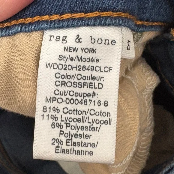 Rag & Bone Nina High Rise Ankle Flare Crossfield Jeans Distressed Hem - Picture 8 of 11